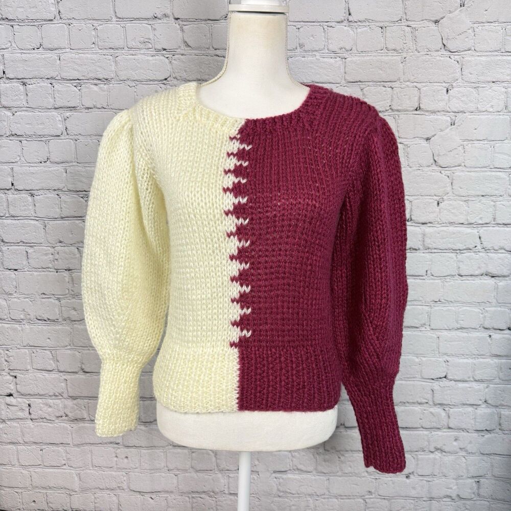 Vintage Sheridan Unique Inc Pullover Knit Sweater Womens M Crew Neck Colorblock